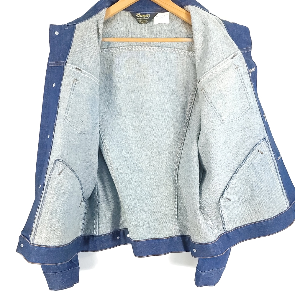 Vintage Wrangler No Fault Denim Button Front Trucker Jacket Men's 44L 74136PW - Picture 11 of 11